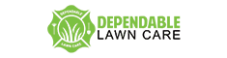 Logo for Dependable Lawn Care featuring green grass blades inside a green badge shape, with Dependable Lawn Care written in bold green and black text to the right of the logo. - Lead Experts